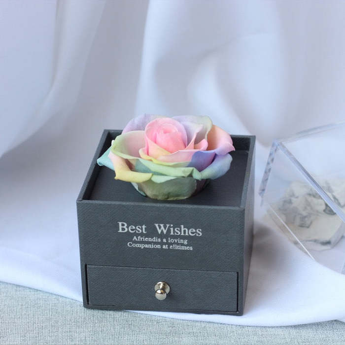 Eternally Preserved Rotating Rose Jewelry Box