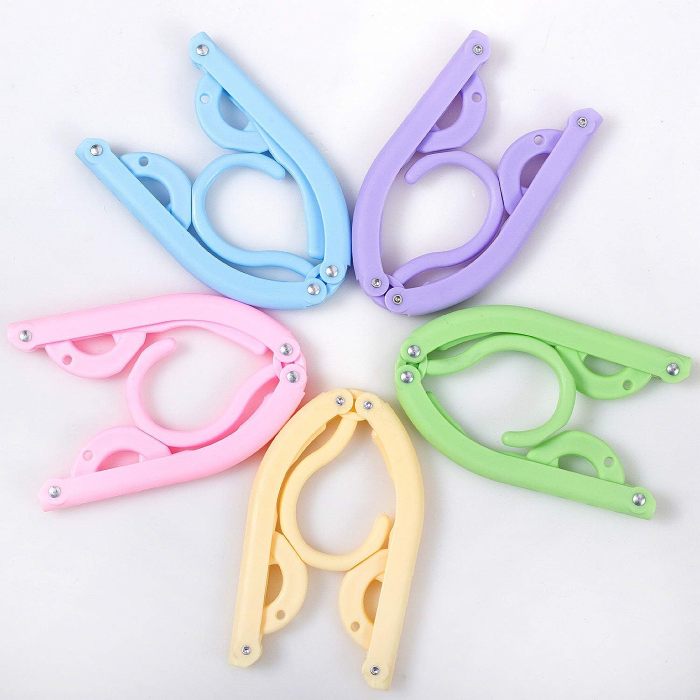 10pcs Colorful Travel Hangers. Portable Folding Clothes Hangers.Telescopic Travel Magic Portable Drying Rack for Travel Accessories