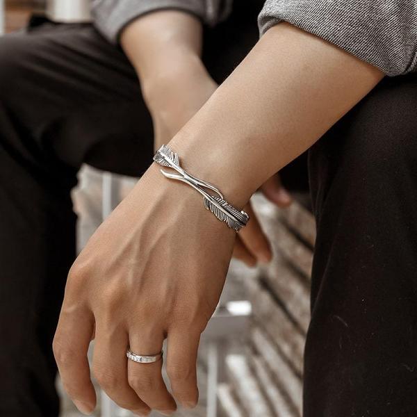 Tibetan Silver Feather Cuff Bracelet