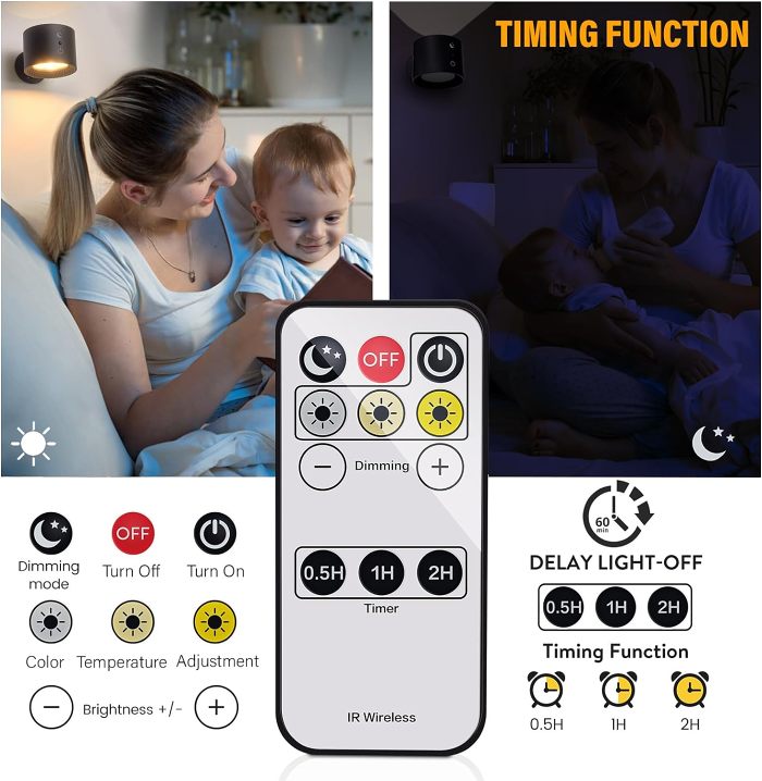 360°Magnetic Ball Rotation LED Wall Lamp Touch Control