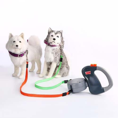 Two Dog Reflective Retractable Pet Leash