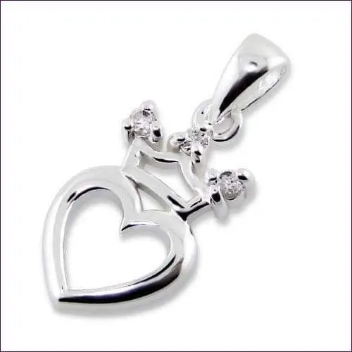Heart and Crown Silver Pendant
