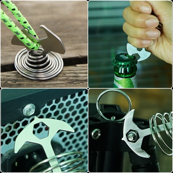 Outdoor camping fish bone ground nail spring hook