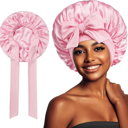 Bow-Knot Satin Anti-Drop Sleep Cap