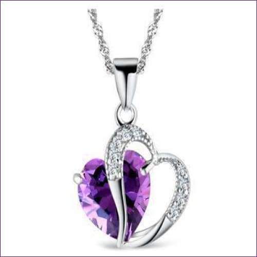 Amethyst Heart Pendant Necklace