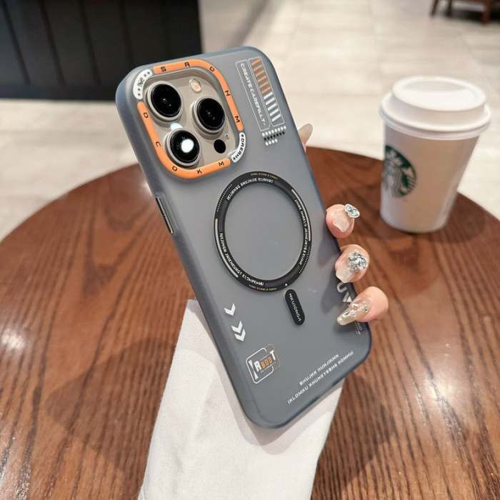 Tech style magnetic frosted mobile phone case