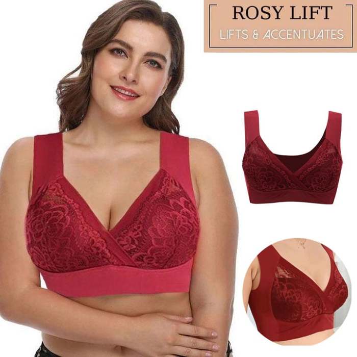 -Plus Size Comfort Extra Elastic Wireless Support Lace Bra