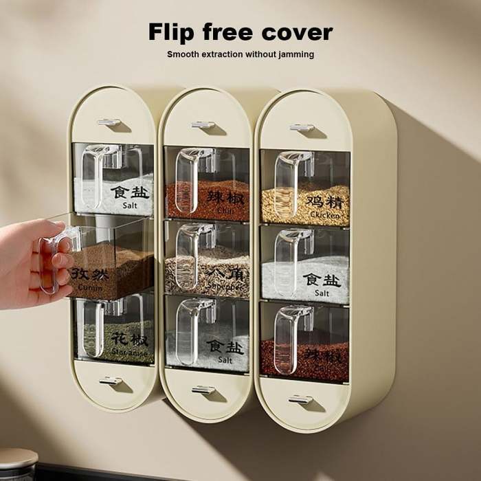 Household Condiment Box No drilling Hangable Condiment Dispenser,for Home Kitchen