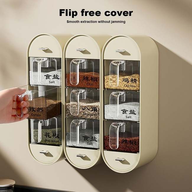 Household Condiment Box No drilling Hangable Condiment Dispenser,for Home Kitchen