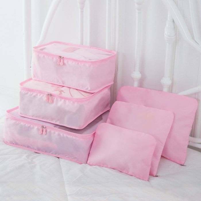 6 pieces portable luggage packing cubes