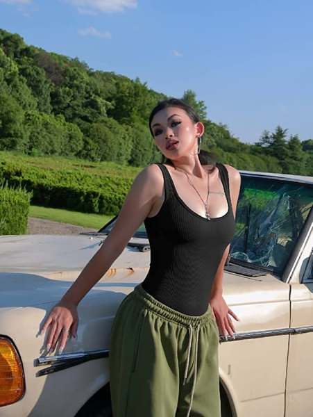 Sexy Ribbed Sleeveless BodysuitsBuy 2 Free Shipping