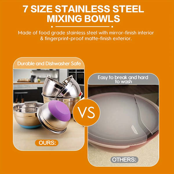 18pc Stainless Steel Mixing Bowl Set