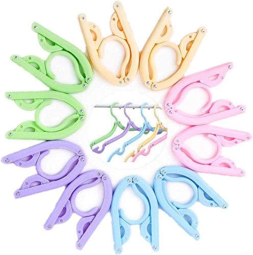 10pcs Colorful Travel Hangers. Portable Folding Clothes Hangers.Telescopic Travel Magic Portable Drying Rack for Travel Accessories