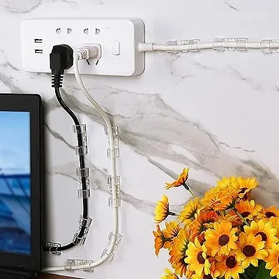 【20 pcs / 16 pcs】Self Adhesive Transparent Cable Clips Wire Holder Sticky Heavy Duty Cable Clips