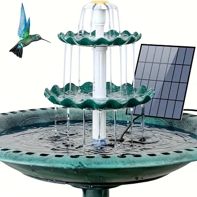 3-Tier Bird Bath With Solar Pump