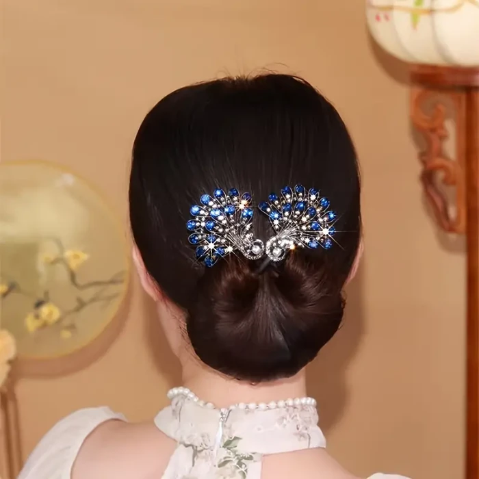 Elegant Peacock Design Hair Bun