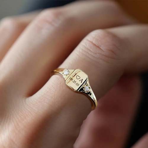 FOR LOVE -  INITIAL DATE CUSTOM RING