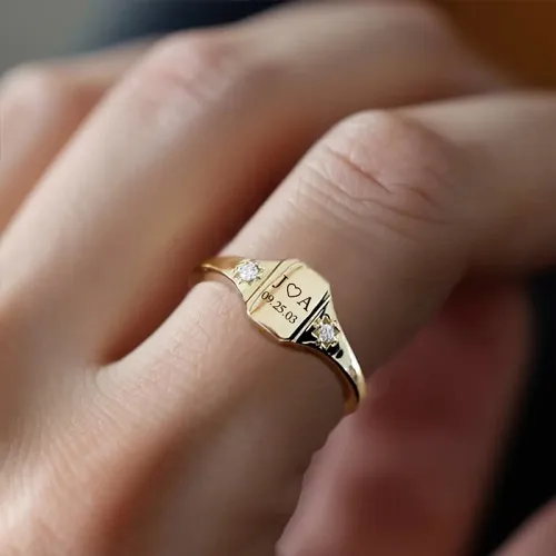 FOR LOVE -  INITIAL DATE CUSTOM RING