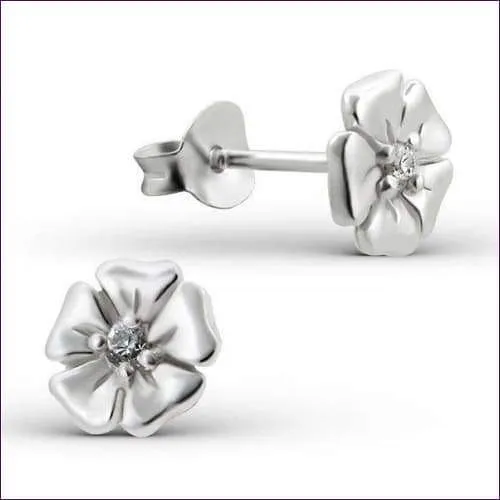 Silver Flower Earring Studs