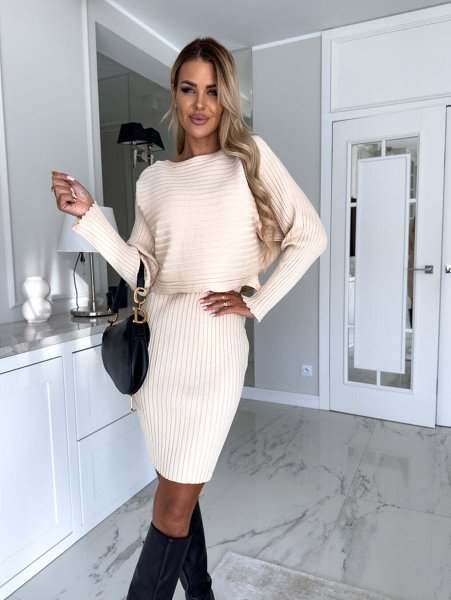 Knit Pullover Sweater and Cami Dress Set
