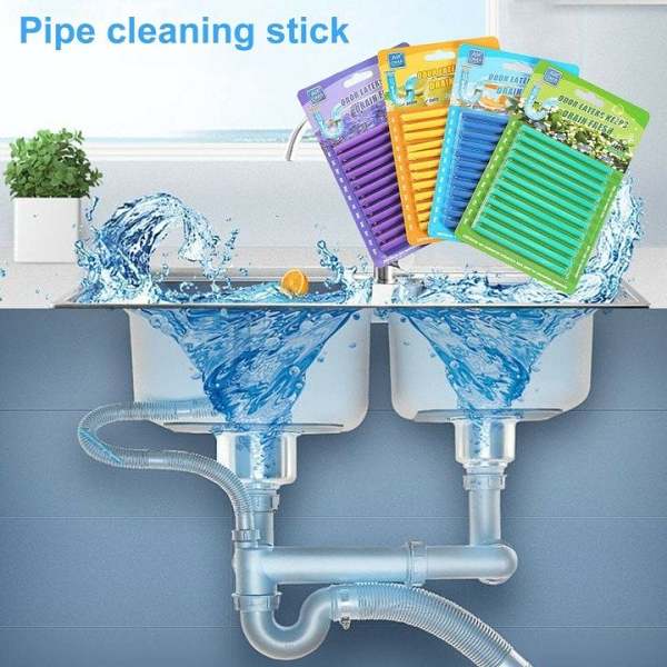 12/set Pipe Cleaning Sticks Oil Decontamination Kitchen Toilet Bathtub Drain Cleaneer.