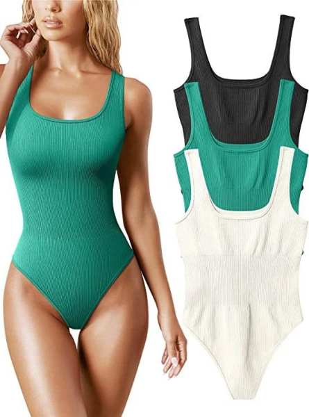 Sexy Ribbed Sleeveless BodysuitsBuy 2 Free Shipping