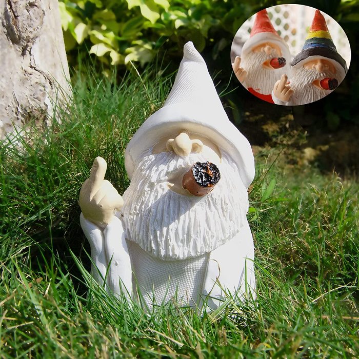 Fun Handmade Smoking Naughty Garden Gnome Sculpture