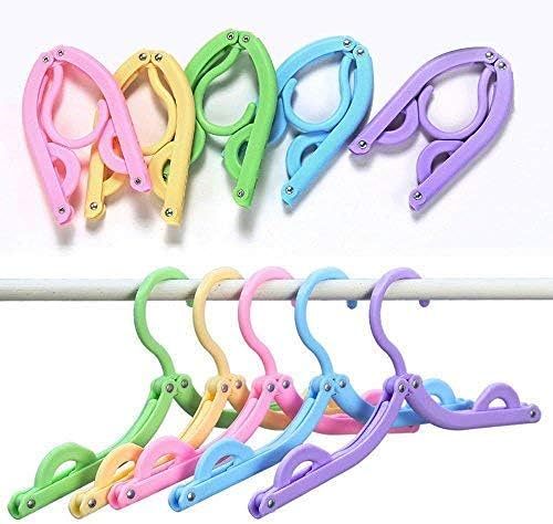 10pcs Colorful Travel Hangers. Portable Folding Clothes Hangers.Telescopic Travel Magic Portable Drying Rack for Travel Accessories