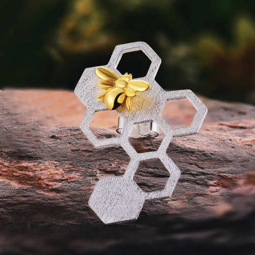 925 Sterling Silver Honeycom Drop Earrings