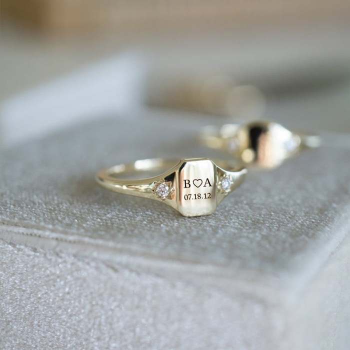 FOR LOVE -  INITIAL DATE CUSTOM RING
