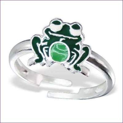 Green Frog Silver Ring