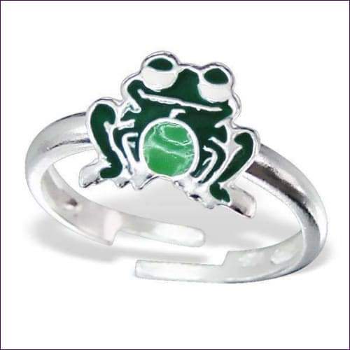 Green Frog Silver Ring