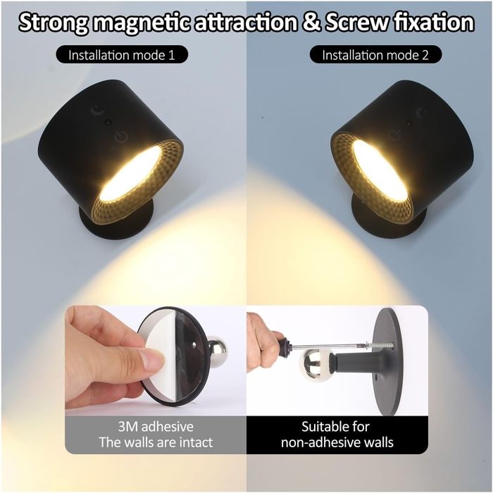 360°Magnetic Ball Rotation LED Wall Lamp Touch Control