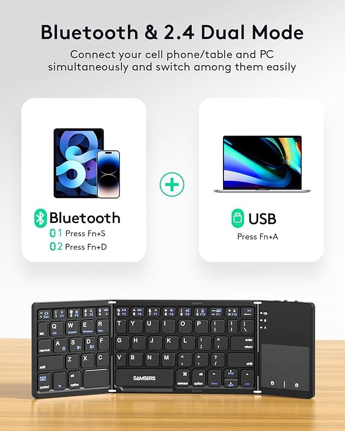 Multi-Device Foldable Bluetooth Keyboard