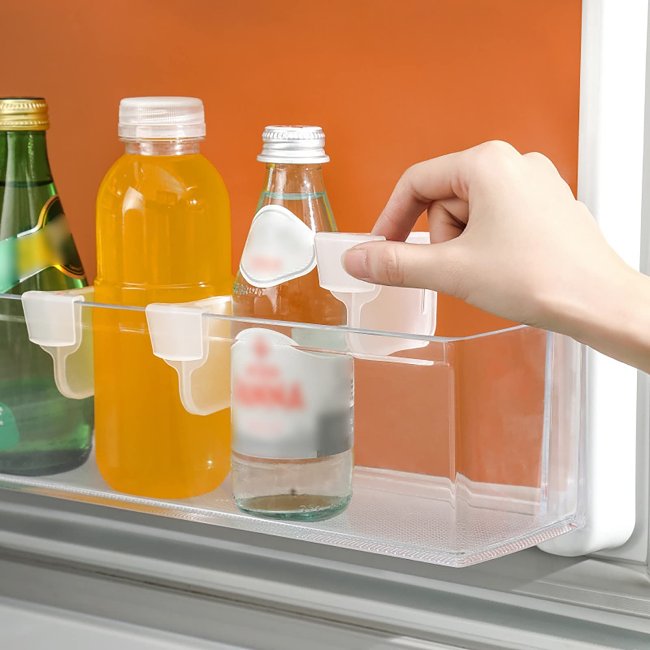 Transparent Freezer Side Door Storage Rack for Refrigerator Storage Partition (2PCS/Set)