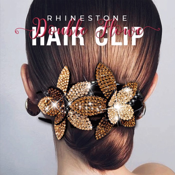 (Last Day Flash Sale-50% OFF) Rhinestone Double Flower Hair Clip -