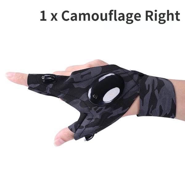 LED Flashlight Waterproof Gloves - Practical Durable Fingerless Gloves
