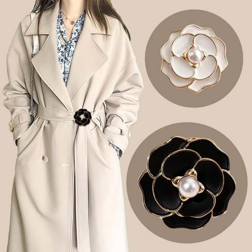 Women's Elegant Pearl Floral Scarf Ring Clip