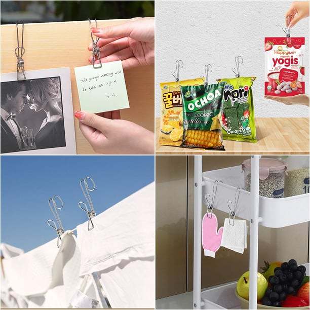 Stainless Steel Long Tail Clip with Hooks--4 PCs/Set