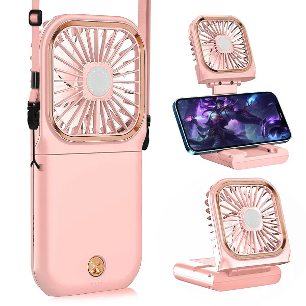 Folding Neck Small Fan Mute Handheld Portable Rechargeable Mini USB Fan