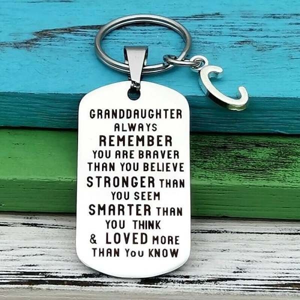 To My Grandson Granddaughter  Gift Lettering Keychain