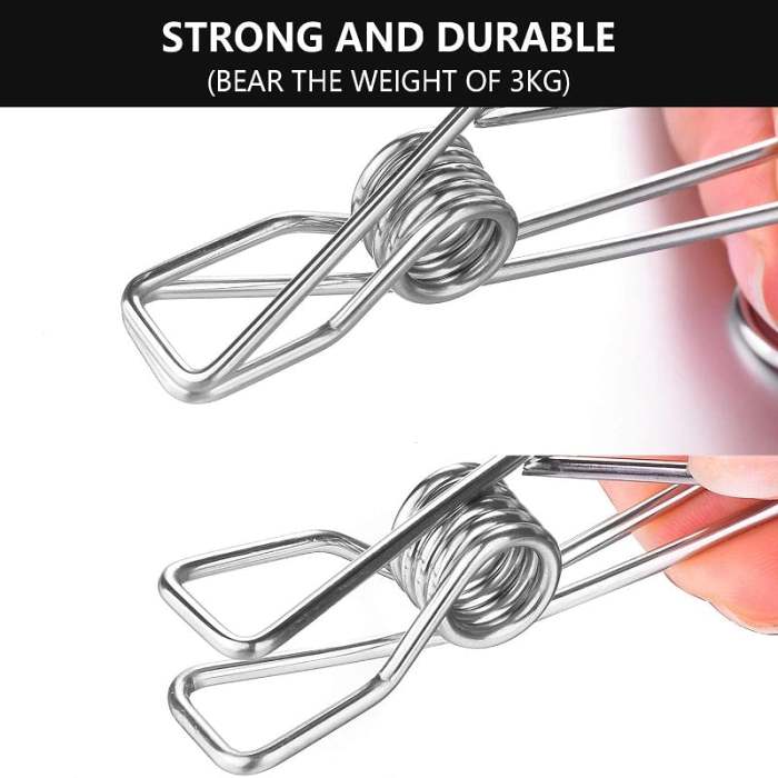 Stainless Steel Long Tail Clip with Hooks--4 PCs/Set