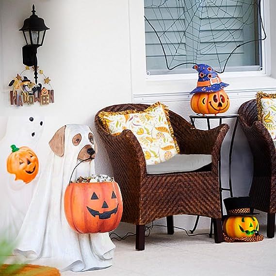 Halloween Pumpkin Ghost Candy Bowl Holder