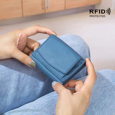 2023 New Genuine Leather RFID Blocking Card Holder Organizer Pocket Mini Wallet