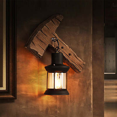 Retro Nostalgic Boat Wood Wall Lamp Industrial Style