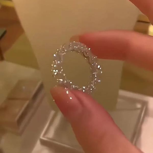 925 Sterling Silver Full Star River Moissan Diamond Ring, Handmade with 266 Moissan Diamonds