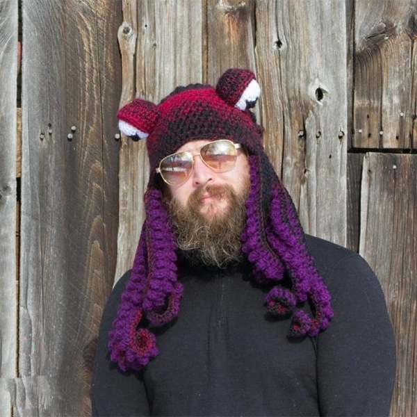 Handicraft Crochet Octopus Hat —— A very good birthday/Christmas gift