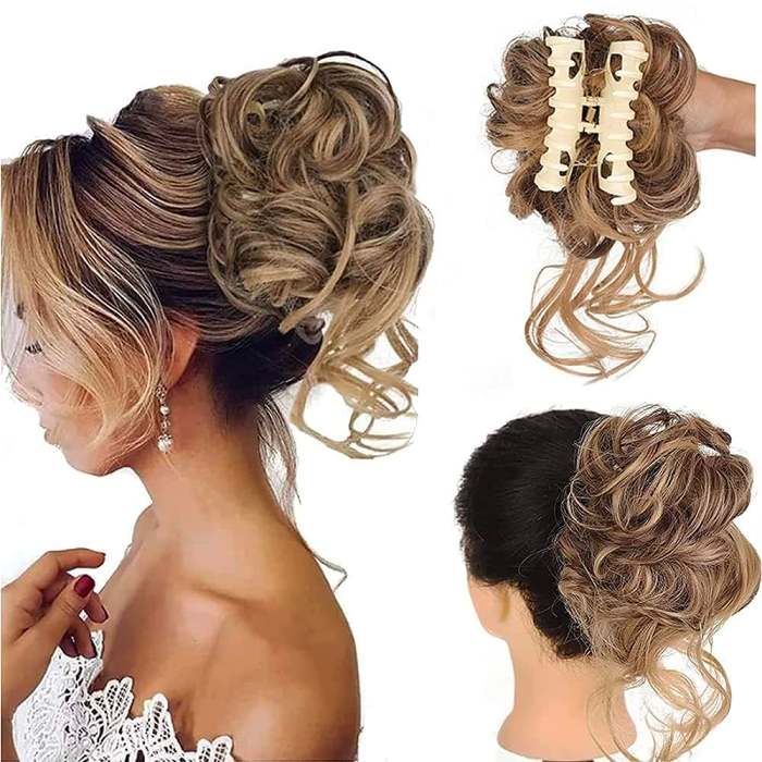 Curly Bun Hair Claw Clips