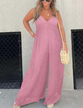 V-Neck Effortless Wide Leg Jumpsuit