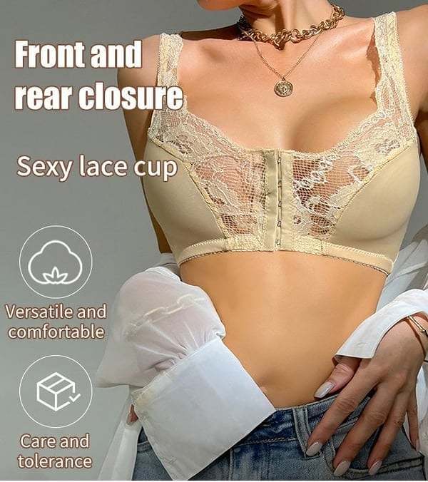 French lace front button bra